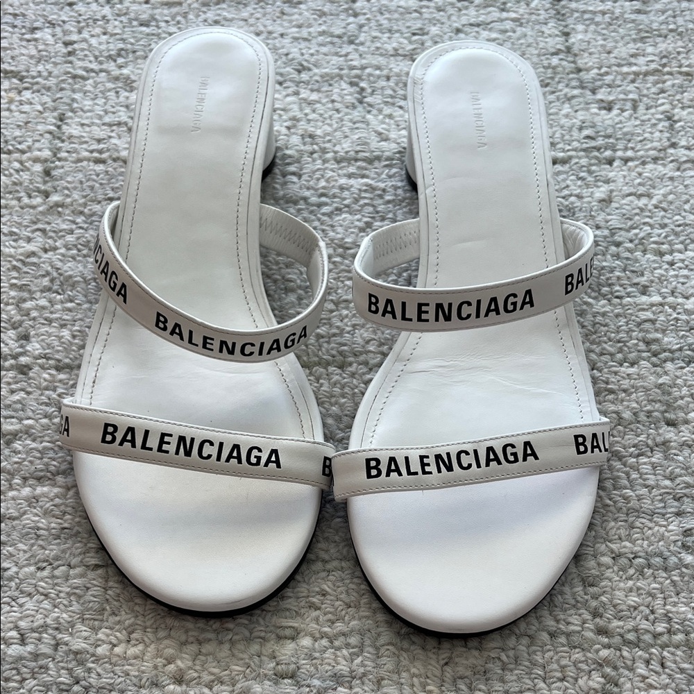 Balenciaga White Logo Strap Sandals
